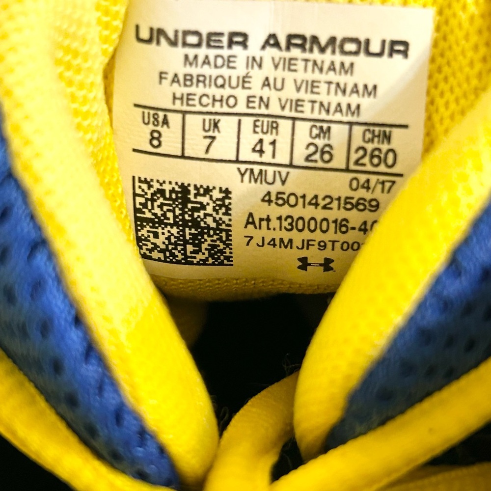 Under Armour Jet Mid Blue/Yellow size 8 MEN’S BASKETBALL SHOES - Picture 9 of 9